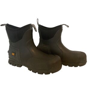 Caterpillar Stormers 6" Rubber Steel Toe Work Boots M7 W9 Black Waterproof